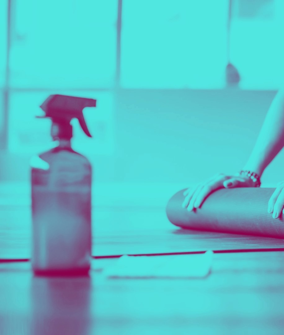 Cleaning mats & equipment at Bio4U Fitness and Pilates Studio